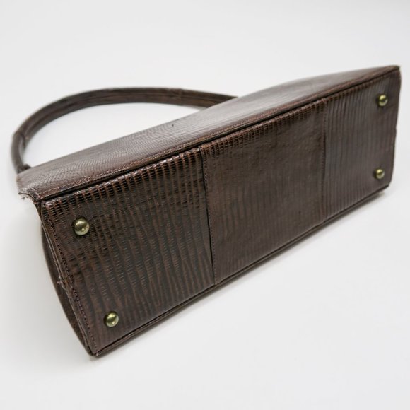 Vintage 50s Roos Atkins Brown Lizard Handbag - Picture 6 of 12